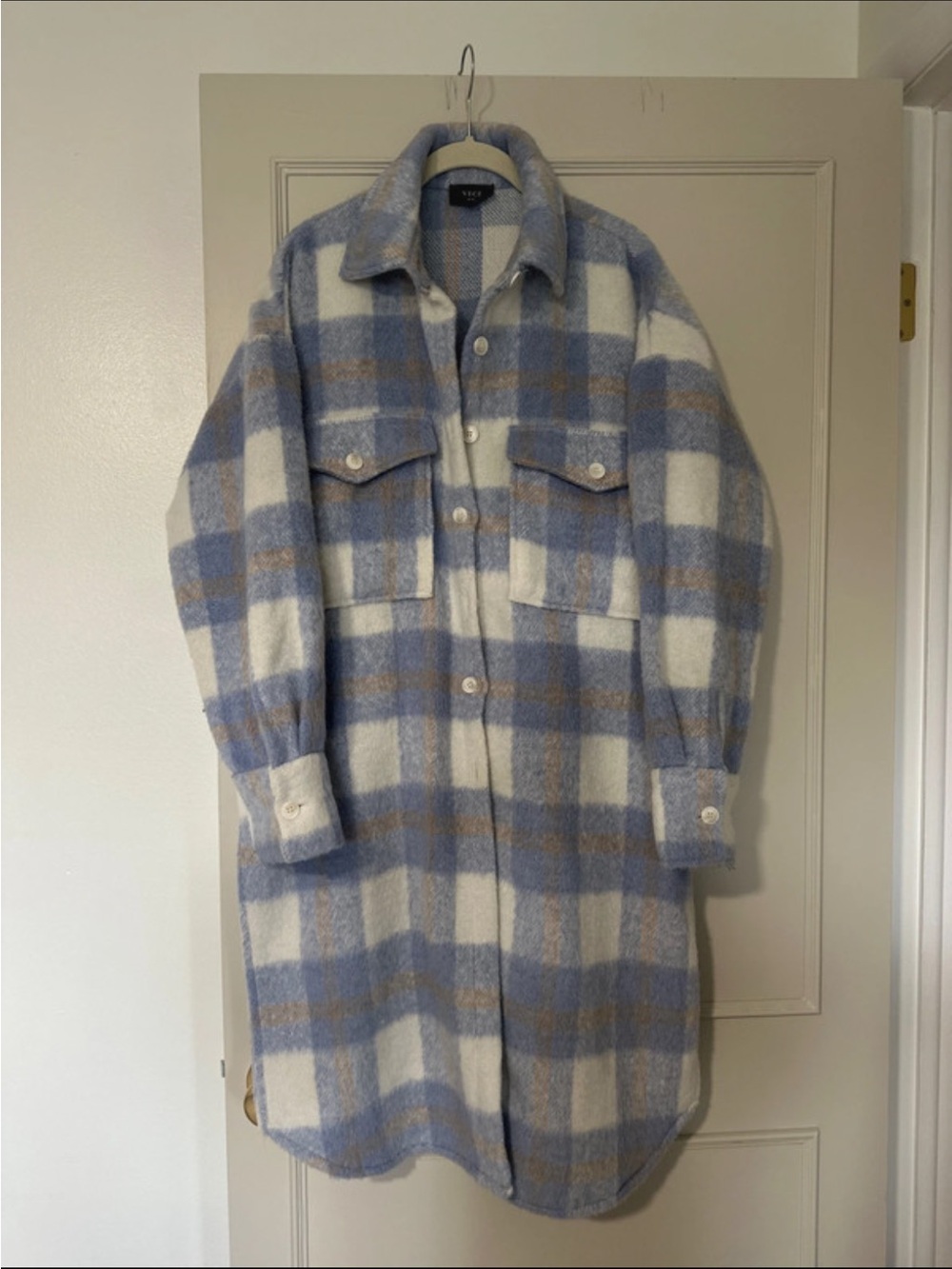Casey pocketed Plaid button-down coat -Small Medium
